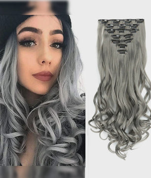 Clip-in Haarverlenging 7 Delig - 55cm Lang Krullend Synthetisch Haar