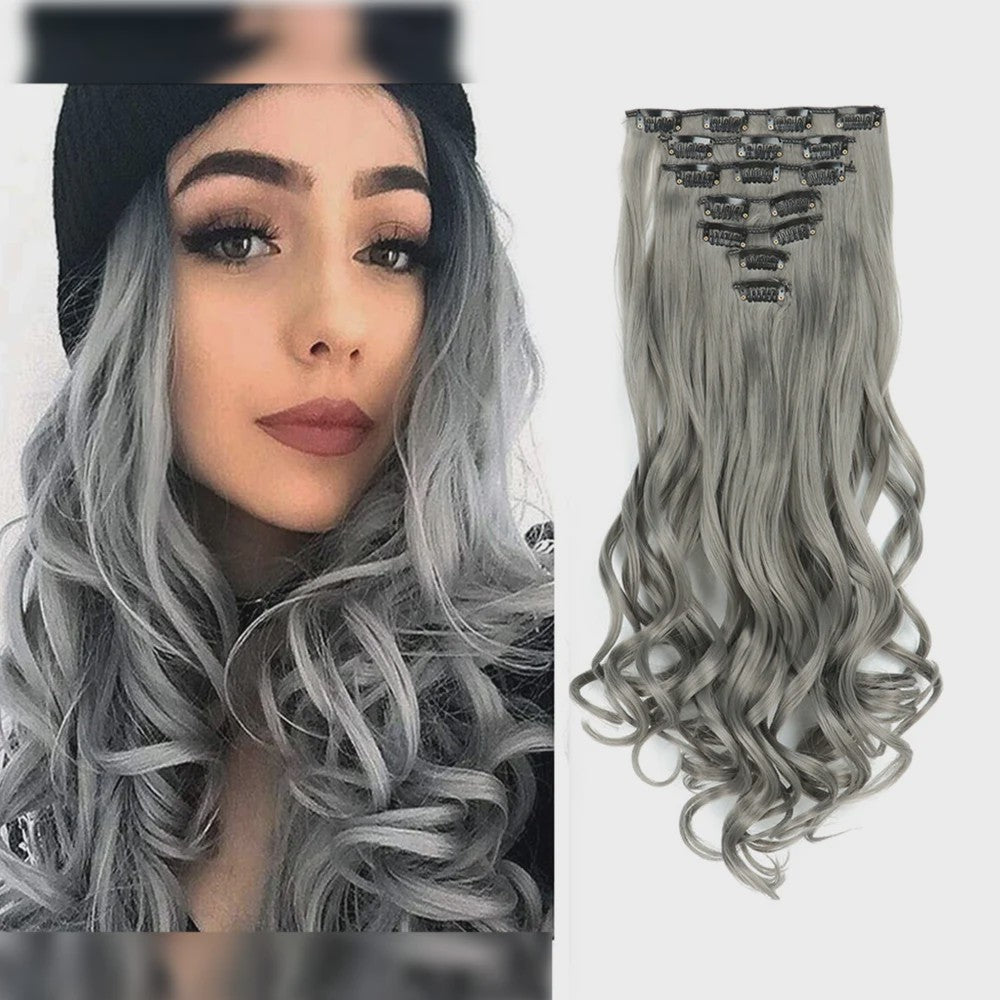 Clip-in Haarverlenging 7 Delig - 55cm Lang Krullend Synthetisch Haar