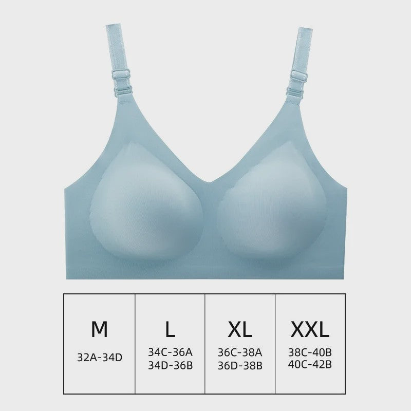 Comfortabele Naadloze Dames Bh - Zacht, Draadloos & Push-Up Effect met Diepe V-hals - Jelly Kleuren