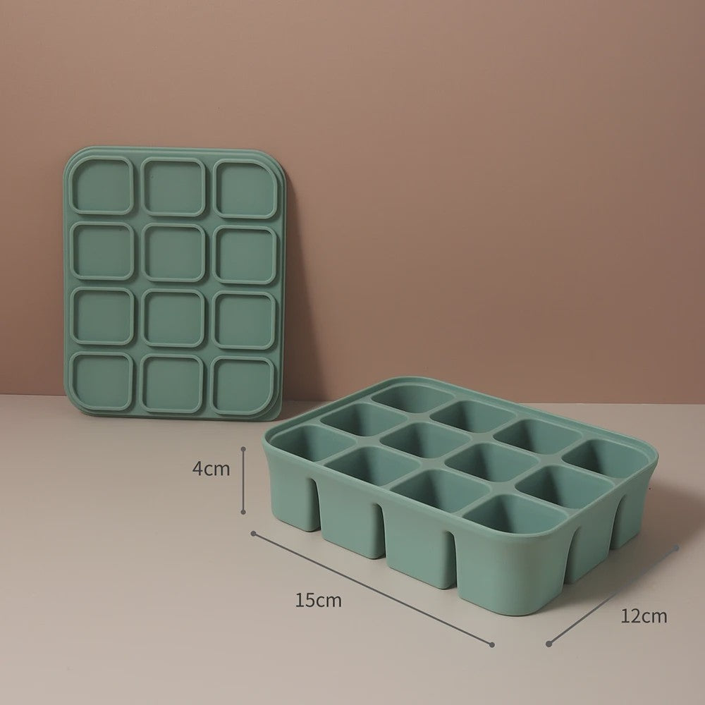 Flexibele Siliconen IJsblokjesvorm met Deksel - BPA-vrij voor Babyvoeding & Drankjes