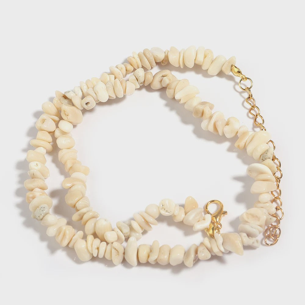 Unieke Natuursteen Choker Ketting - Onregelmatige Kristal & Aquamarijn Chips