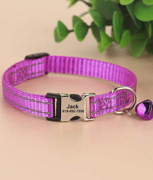 Gepersonaliseerde Kattenhalsband met Gravure, Bel & Reflecterend - Veilig & Stijlvol