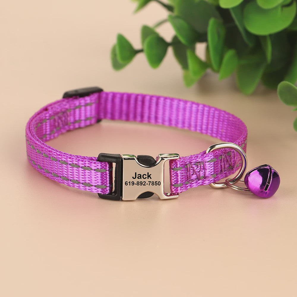 Gepersonaliseerde Kattenhalsband met Gravure, Bel & Reflecterend - Veilig & Stijlvol