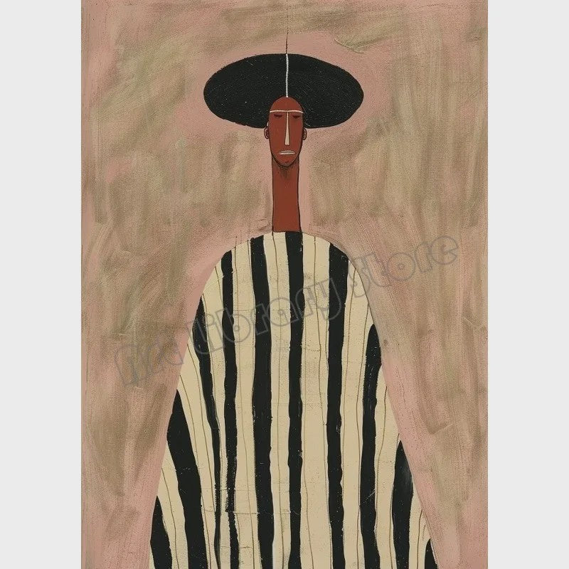 Abstract Afrikaanse Vrouwen Poster Canvas Schilderij - Etnisch Hedendaags Woondecoratie