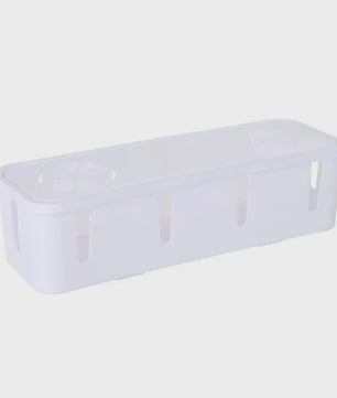 Stijlvolle Kabel Organizer Box met Houten Deksel - Bureau & Kantoor Kabelmanagement