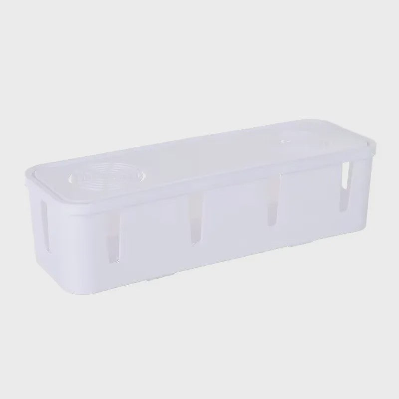 Stijlvolle Kabel Organizer Box met Houten Deksel - Bureau & Kantoor Kabelmanagement