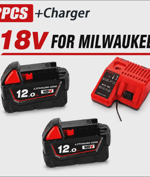 18V Lithium-Ion Accu voor Milwaukee M18 - Hoge Capaciteit 12.0Ah