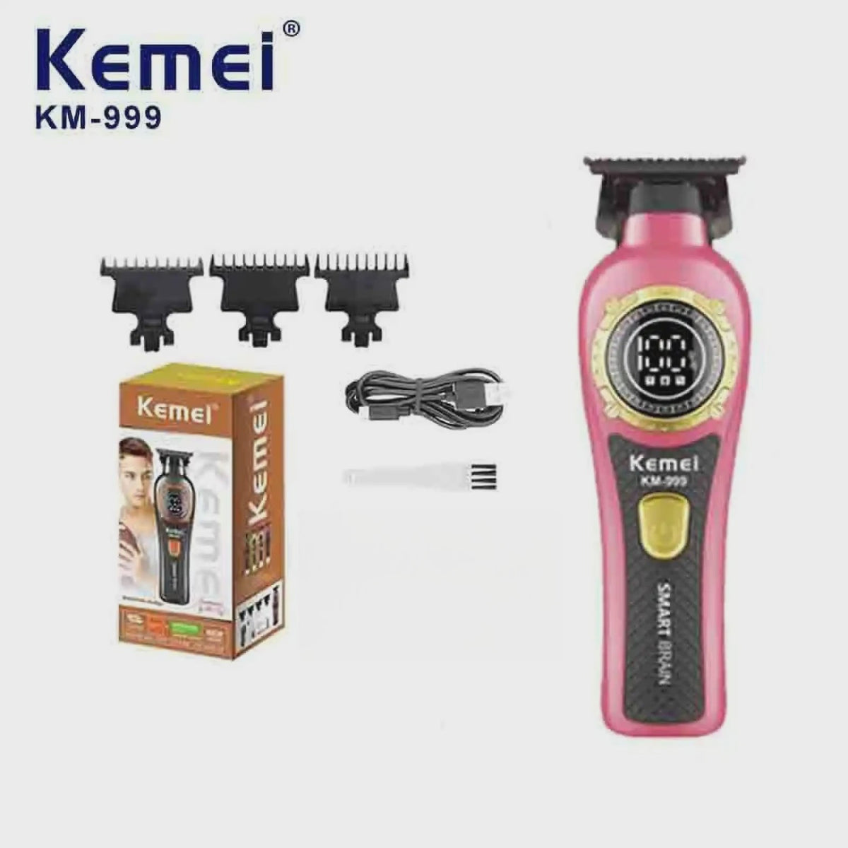 Kemei KM-999 Professionele Draadloze Trimmer met Digitaal Display