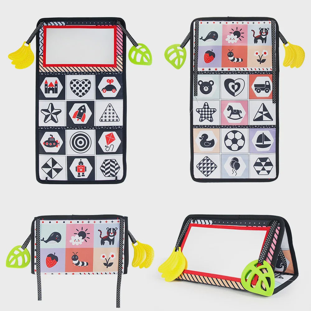 Zachte Baby Stoffen Boek met Spiegel - Interactief Educatief Montessori Speelgoed