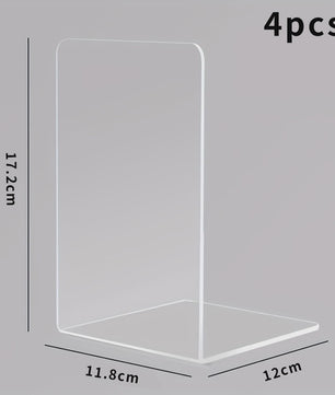 Set van 2, 4 of 8 Transparante Acryl Boekensteunen - L-vormig Bureau Opbergrek