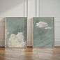 Abstracte Blauwe Wolken Poster - Minimalistische Canvas Muurkunst voor Moderne Woonkamer