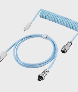 Coiled USB-C naar USB-A Keyboard Kabel met Afneembare Aviator Connector - Dubbel Sleeved