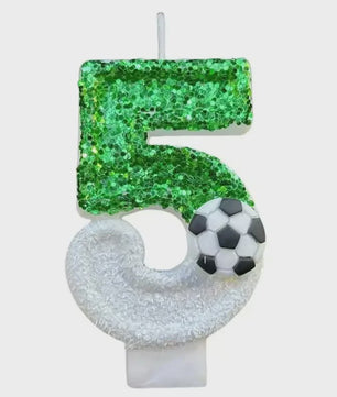 Voetbal Cijfer Kaarsen - Glitter & Graduele Kleurverandering - Verjaardag Decoratie