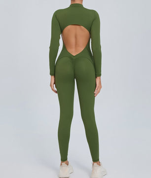 Dames Sport Jumpsuit met Lange Mouwen - Fitness & Gym Kleding - Zomer Sexy Stijl - Blauw