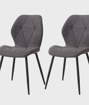 Set van 2, 4 of 6 Eetkamerstoelen - Gestoffeerd, Gewatteerd Linnenlook Stof, Metalen Poten