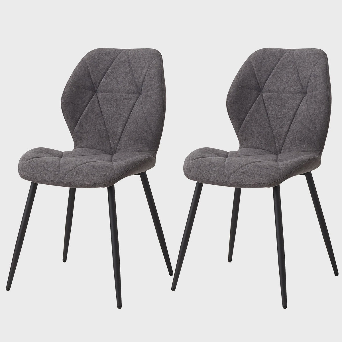 Set van 2, 4 of 6 Eetkamerstoelen - Gestoffeerd, Gewatteerd Linnenlook Stof, Metalen Poten