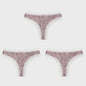 3-Pack Dames Slipjes met Kantrand - Low-Waist Thong & G-String in Luipaardprint en Effen Kleuren