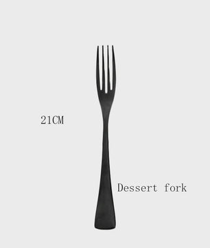 Luxe Bestekset RVS - Zwart Steakmes, Dessertlepel & Vork - Complete Tafelset