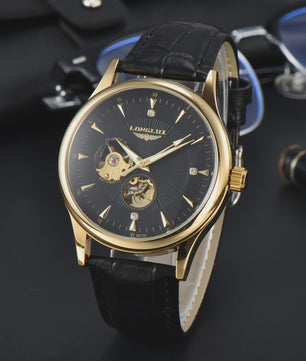 LONGLUX Heren Automatisch Skeleton Horloge - Elegant, Waterdicht & Romeinse Cijfers