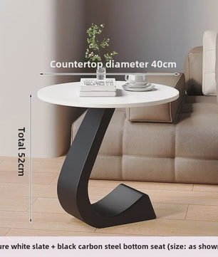Luxe Ronde Bijzettafel met Rock Slab Look - Modern Design voor Woonkamer & Slaapkamer