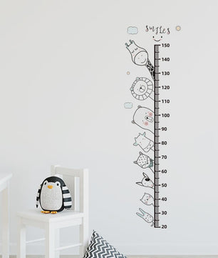 Vrolijke Groeimeter Muursticker met Safari Dieren - Perfect voor de Kinderkamer