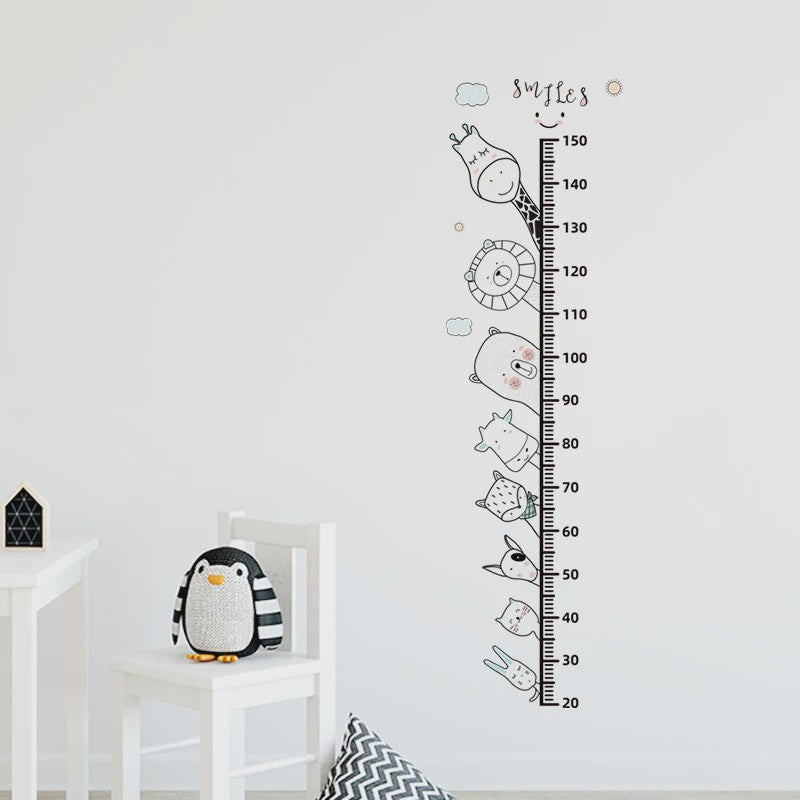 Vrolijke Groeimeter Muursticker met Safari Dieren - Perfect voor de Kinderkamer