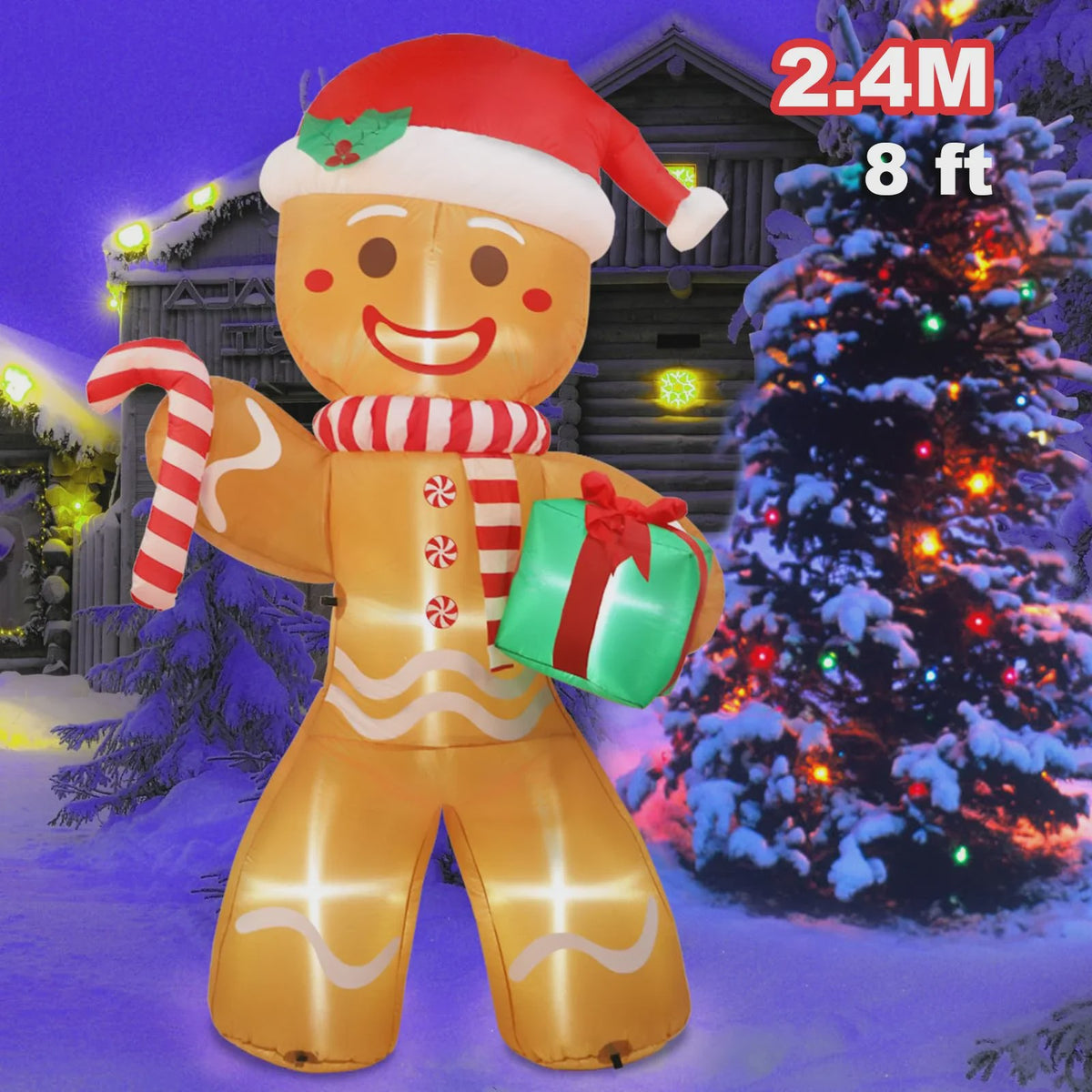 Opblaasbare Kerstman 1.5M - Feestelijke Tuindecoratie met LED Verlichting