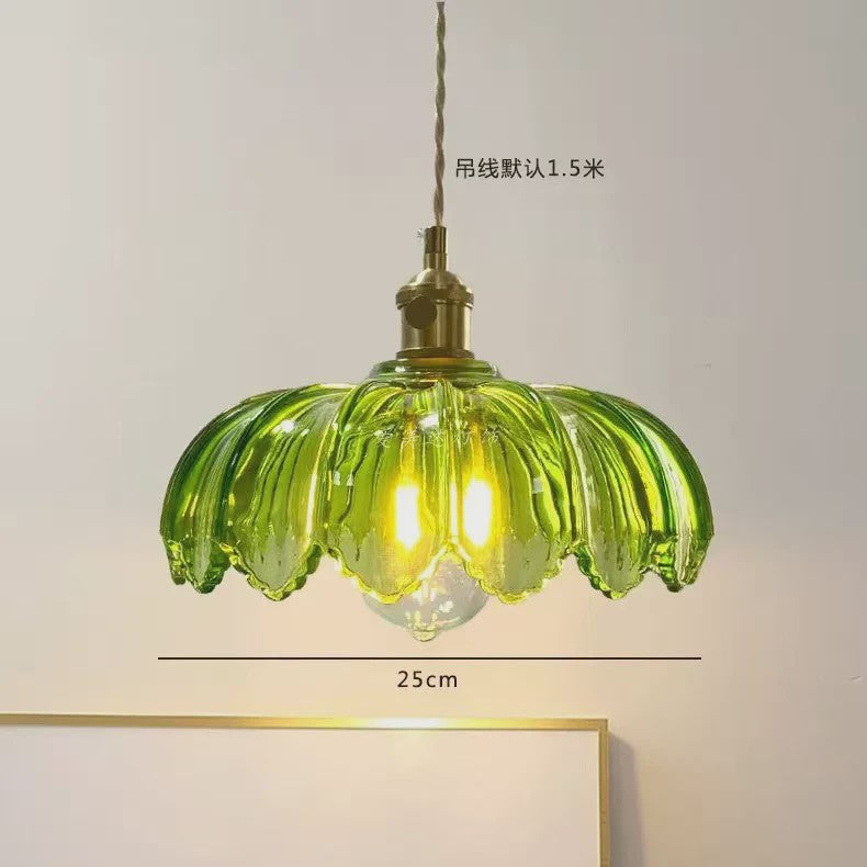 Nordic Groene Glazen Hanglamp met Koperen Fitting - Sfeervolle Moderne Verlichting