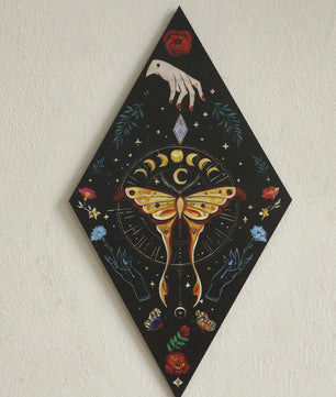 Unieke Houten Wanddecoratie Ruit Vlinder Maan Ster - Scandinavische Stijl