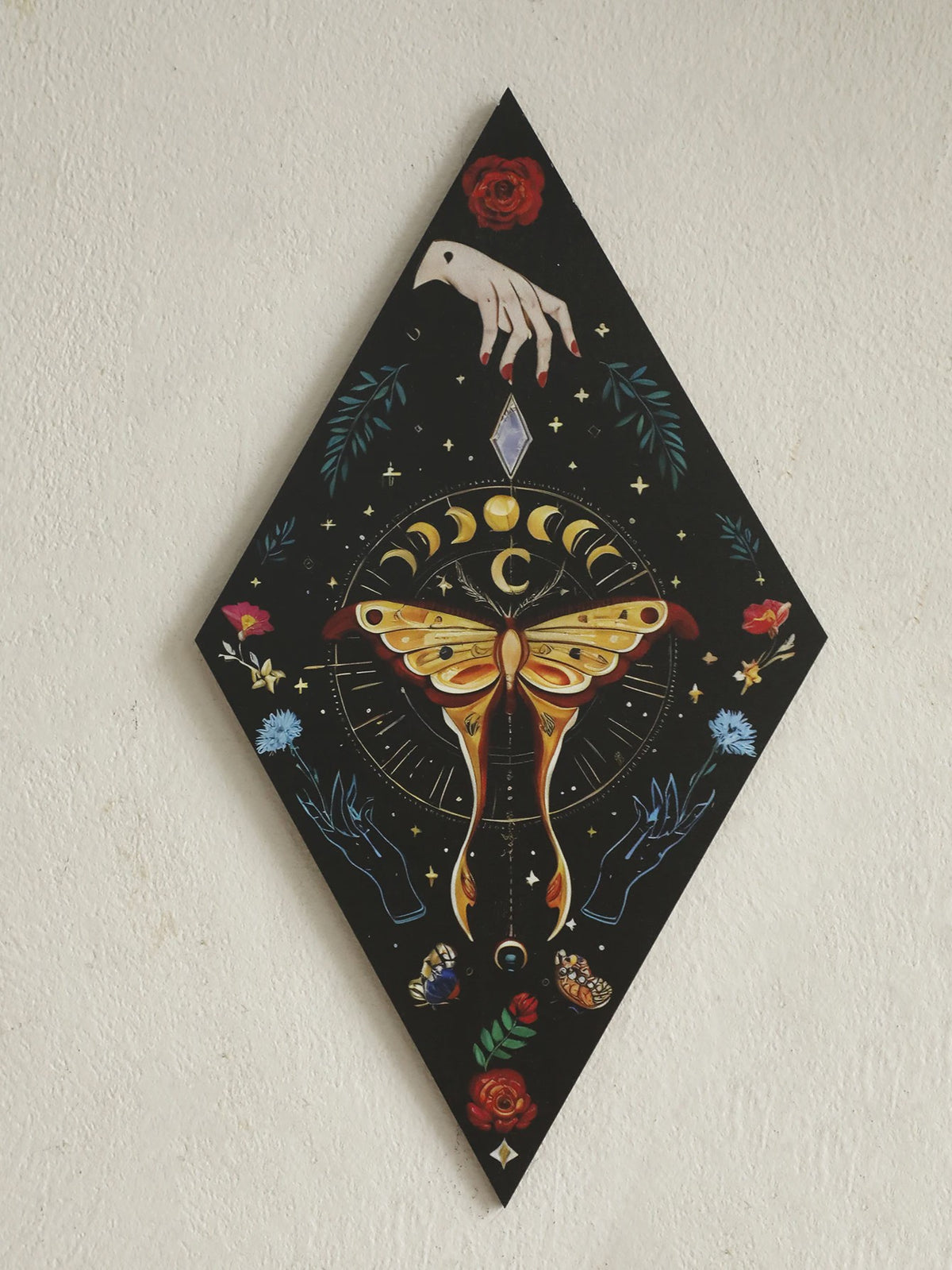Unieke Houten Wanddecoratie Ruit Vlinder Maan Ster - Scandinavische Stijl