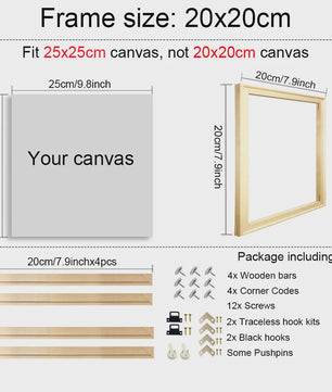 DIY Houten Canvas Frame Kit - Diverse Maten voor Schilderijen & Diamantkunst