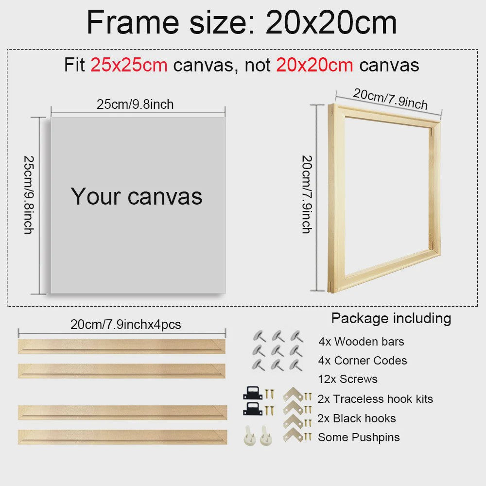 DIY Houten Canvas Frame Kit - Diverse Maten voor Schilderijen & Diamantkunst