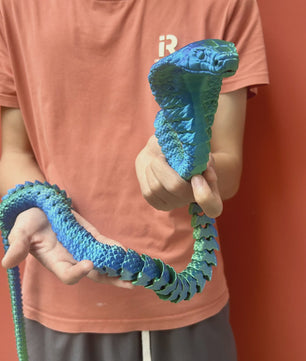 Flexibele 3D Geprinte Cobra Statue - Kleurrijk & Buigzaam - 90cm & 130cm - Uniek Cadeau