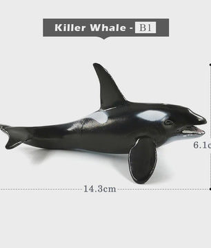 Miniatuur Zeedieren Figuren Set: Orka, Haai, Walrus, Zeeleeuw, Schildpad & Dolfijn