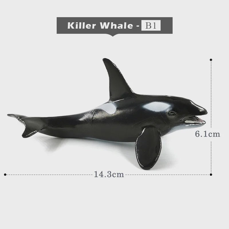 Miniatuur Zeedieren Figuren Set: Orka, Haai, Walrus, Zeeleeuw, Schildpad & Dolfijn