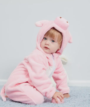 Baby Romper Dierenkostuum Kigurumi - Zacht Flanellen Jumpsuit voor Jongens & Meisjes