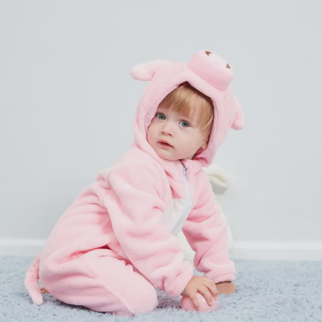 Baby Romper Dierenkostuum Kigurumi - Zacht Flanellen Jumpsuit voor Jongens & Meisjes