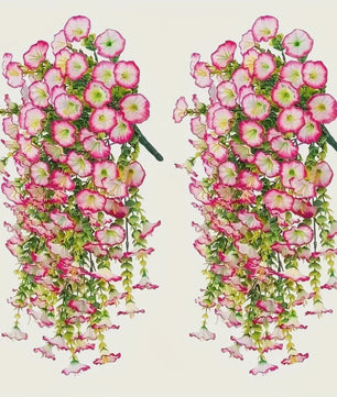 2x Kunstplant Ochtendgloren & Eucalyptus Hangdecoratie - UV-bestendig, Weerbestendig voor Buiten, Tuin, Huis & Bruiloften