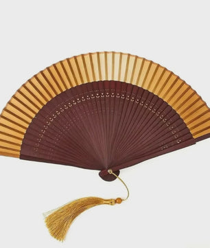 Luxe Bamboe Vouwventilator met Gradatiekleur & Kwastje - Retro Stijl