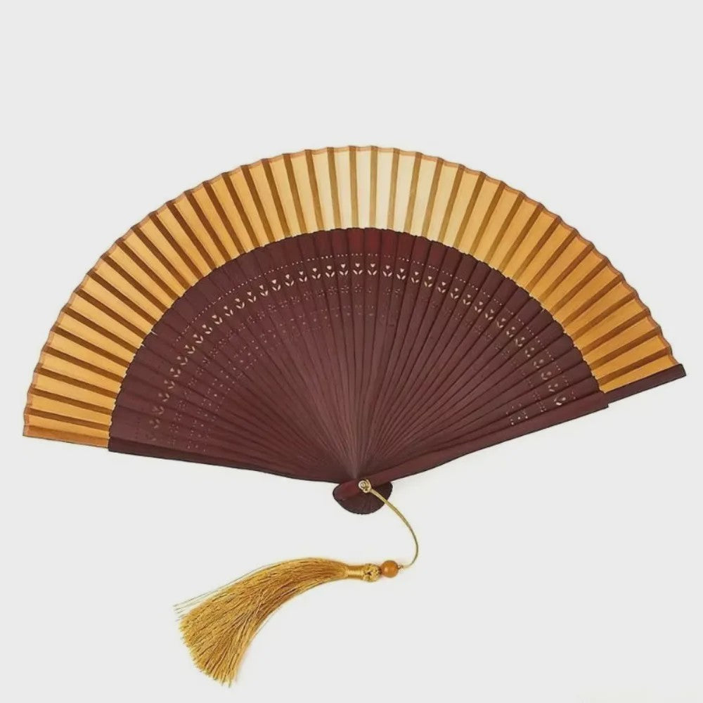 Luxe Bamboe Vouwventilator met Gradatiekleur & Kwastje - Retro Stijl
