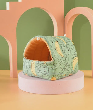 Schattig Cartoon Nestje voor Kleine Huisdieren - Warm & Zacht Hamsterhuisje