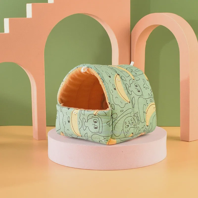 Schattig Cartoon Nestje voor Kleine Huisdieren - Warm & Zacht Hamsterhuisje