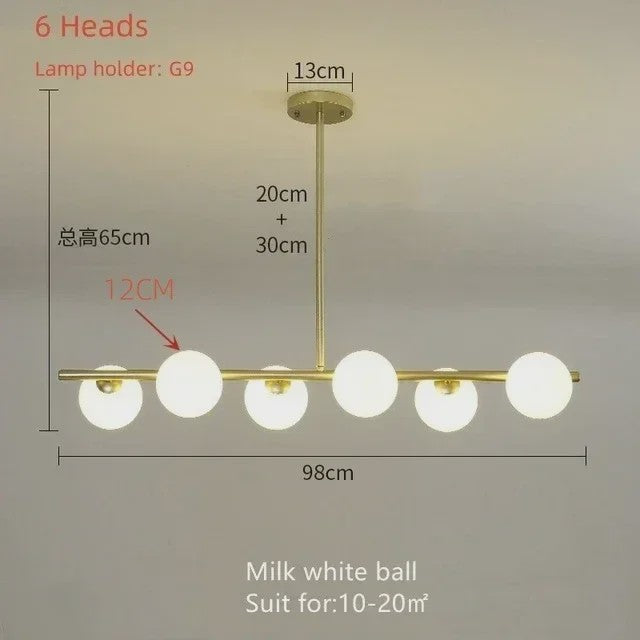 Moderne Magische Bonen Glas Kroonluchter - 6/7 Lampen - Goud/Zwart
