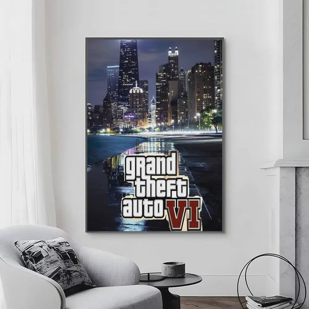 Grand Theft Auto Game Posters - Zelfklevend Muurdecoratie voor Fans