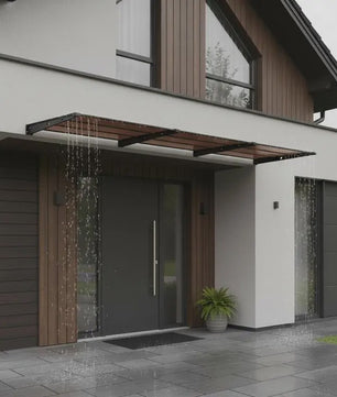 Polycarbonaat Deur Luifel met Aluminium & ABS Frame - Weerbestendig en Eenvoudig te Installeren