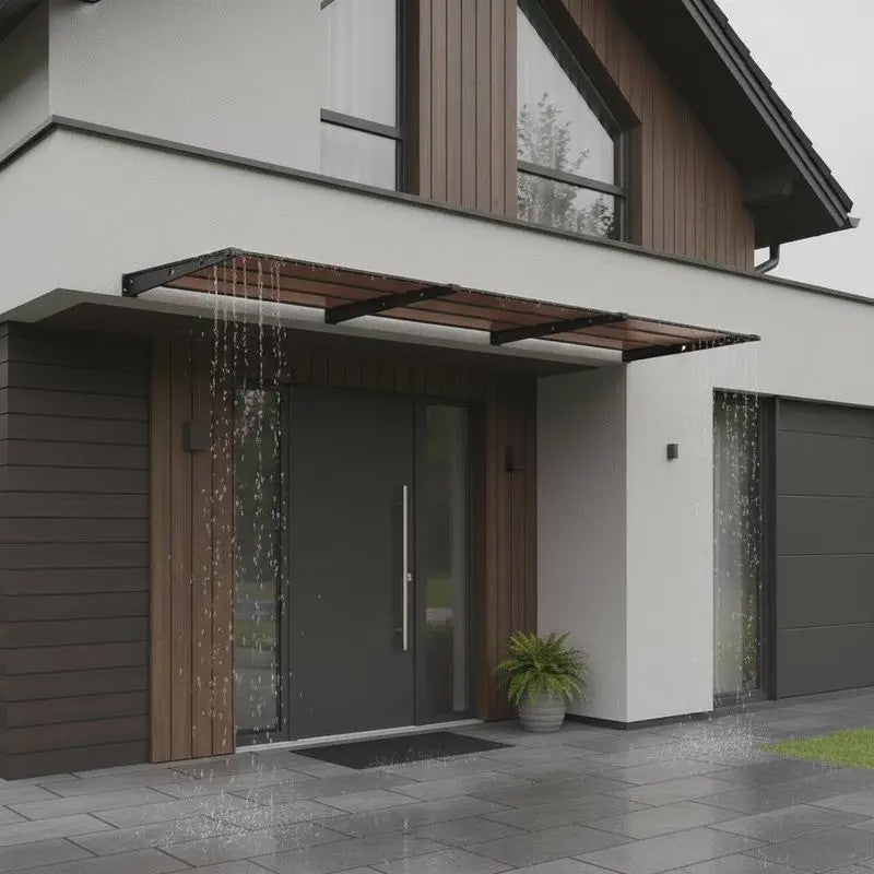 Polycarbonaat Deur Luifel met Aluminium & ABS Frame - Weerbestendig en Eenvoudig te Installeren