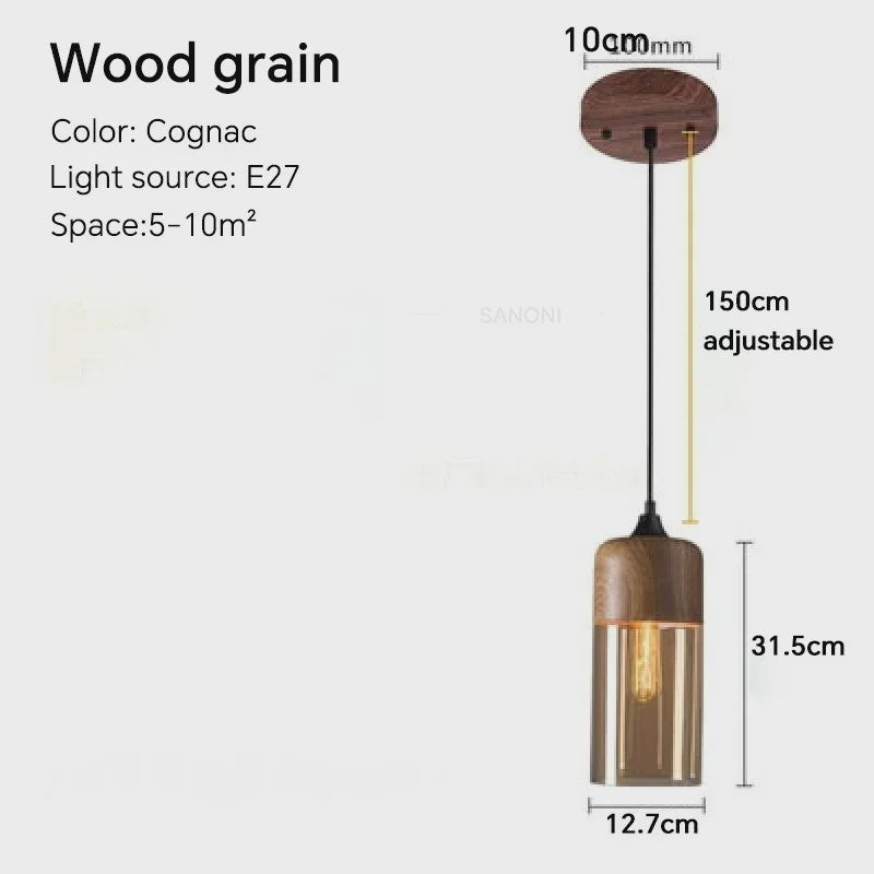 Scandinavische Houten LED Glas Hanglamp - Modern Design voor Woonkamer, Eetkamer & Slaapkamer