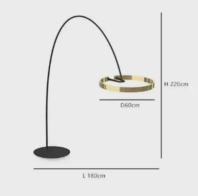 Moderne Gouden Ring Vloerlamp - Minimalistisch Design, Luxe Verlichting voor Woonkamer