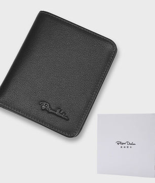 Bison Denim Heren Portemonnee - Echt Leer, Zwart, Mini Model N4429