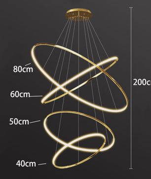 Luxe LED Trappenhuis Hanglamp - Moderne Ring Kroonluchter voor Woonkamer & Eetkamer